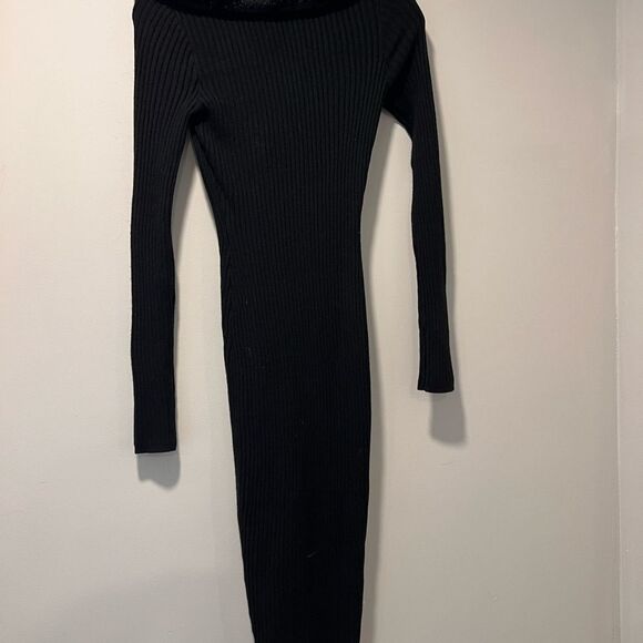 House of CB Black Ribbed Bodycon Long Sleeve Mini Dress Women’s Size Small - Picture 10 of 10
